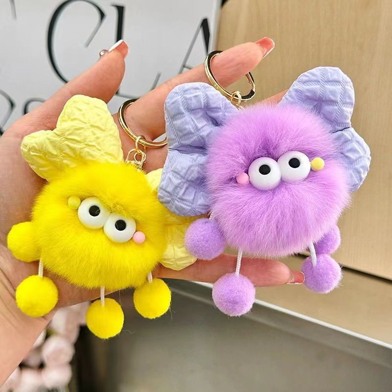 Cute bow briquettes elf doll book bag pendant plush doll car keychain pendant female gift