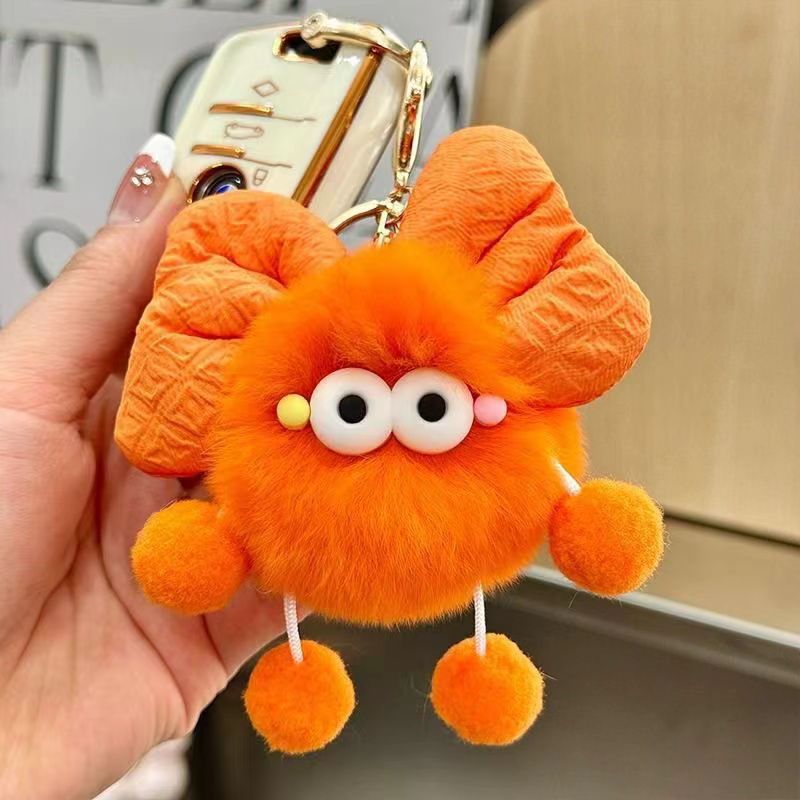 Cute bow briquettes elf doll book bag pendant plush doll car keychain pendant female gift