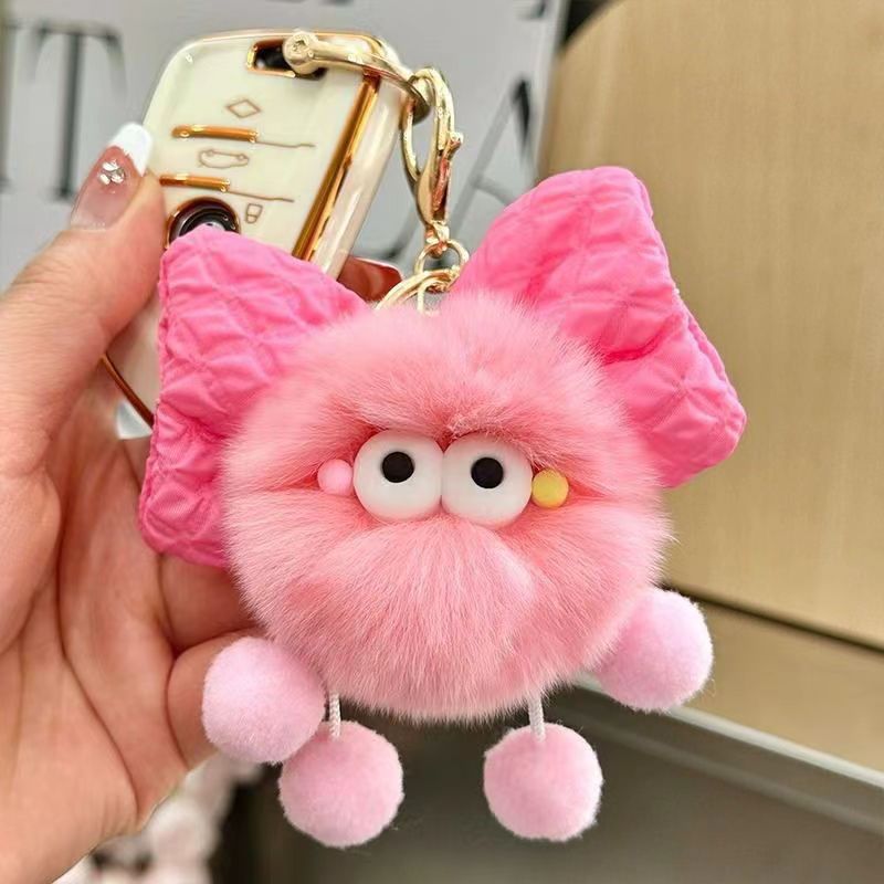 Cute bow briquettes elf doll book bag pendant plush doll car keychain pendant female gift