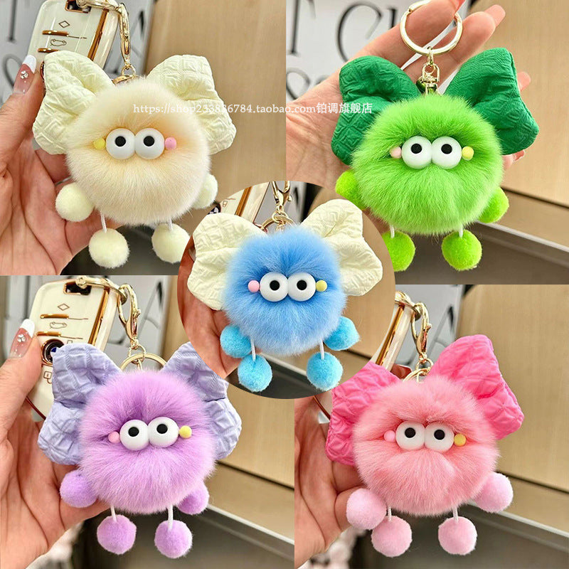 Cute bow briquettes elf doll book bag pendant plush doll car keychain pendant female gift