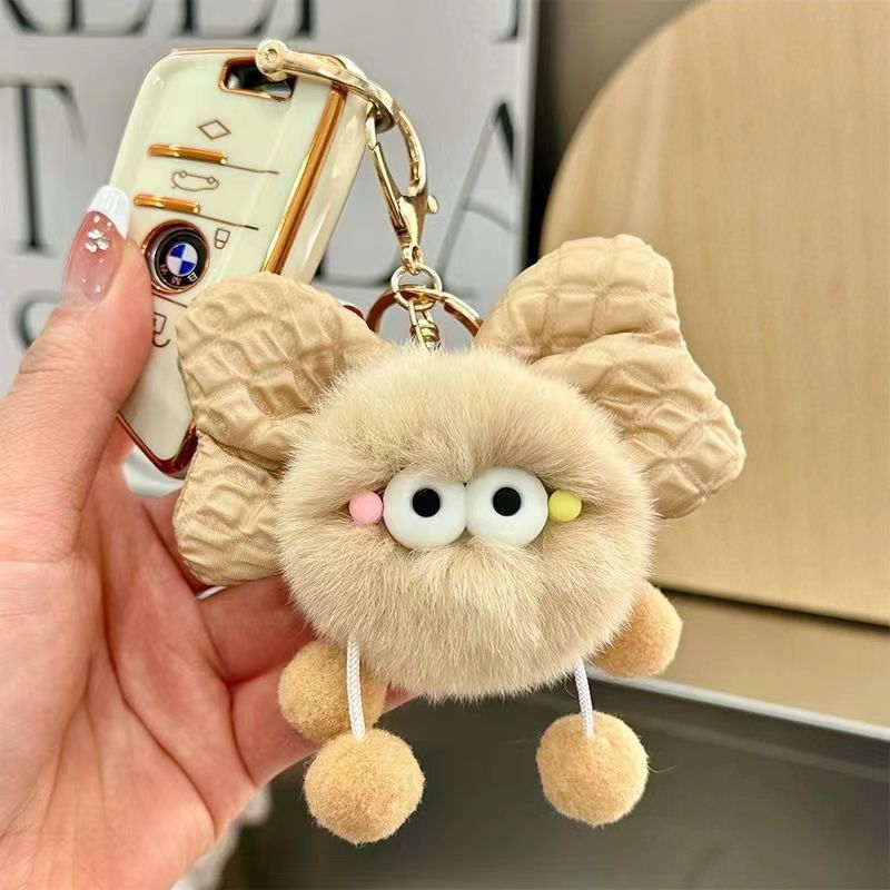 Cute bow briquettes elf doll book bag pendant plush doll car keychain pendant female gift