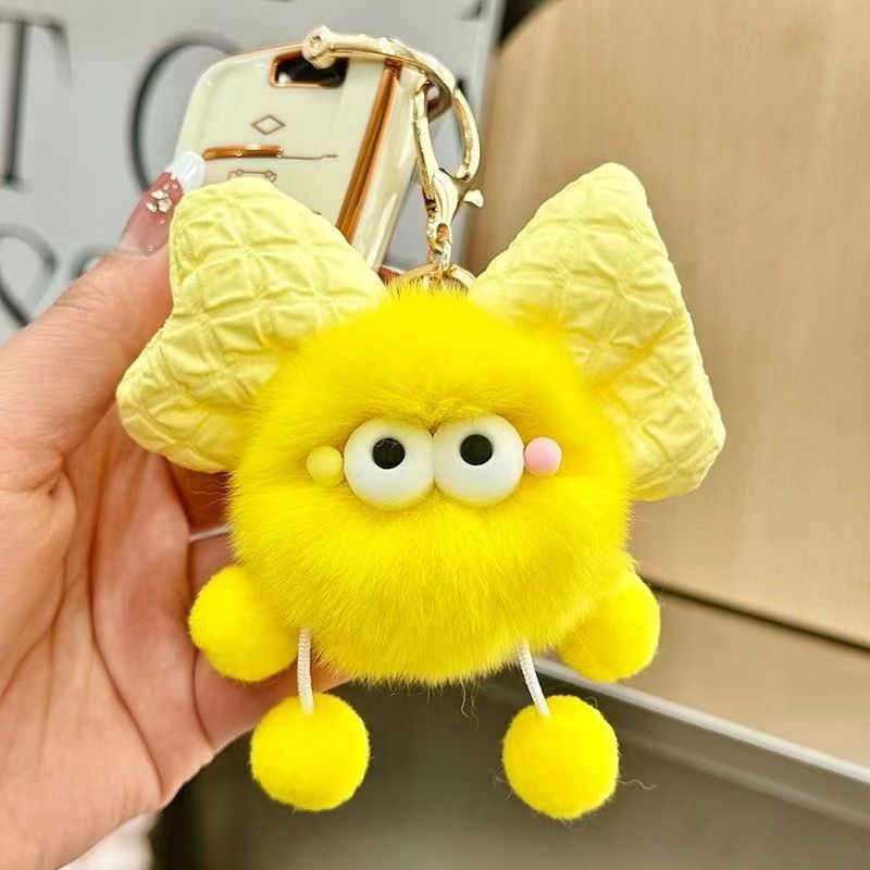Cute bow briquettes elf doll book bag pendant plush doll car keychain pendant female gift