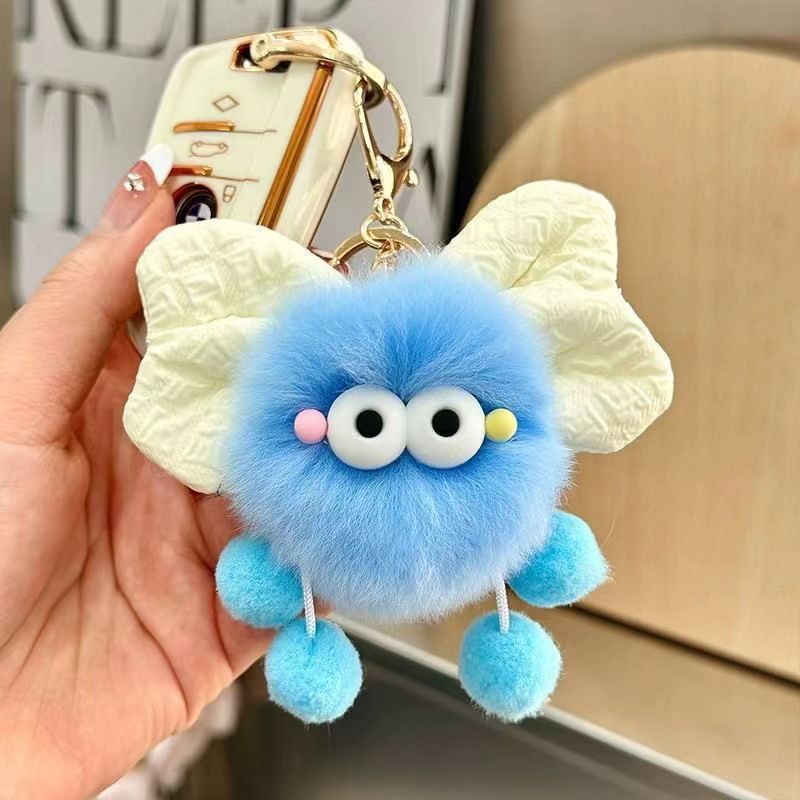Cute bow briquettes elf doll book bag pendant plush doll car keychain pendant female gift