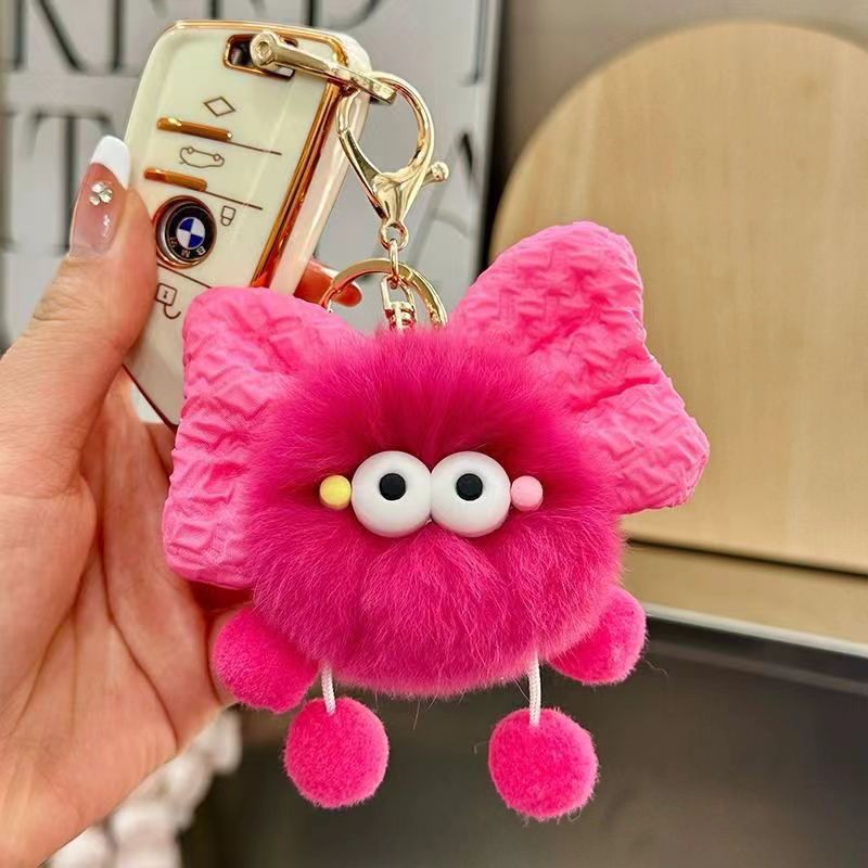 Cute bow briquettes elf doll book bag pendant plush doll car keychain pendant female gift
