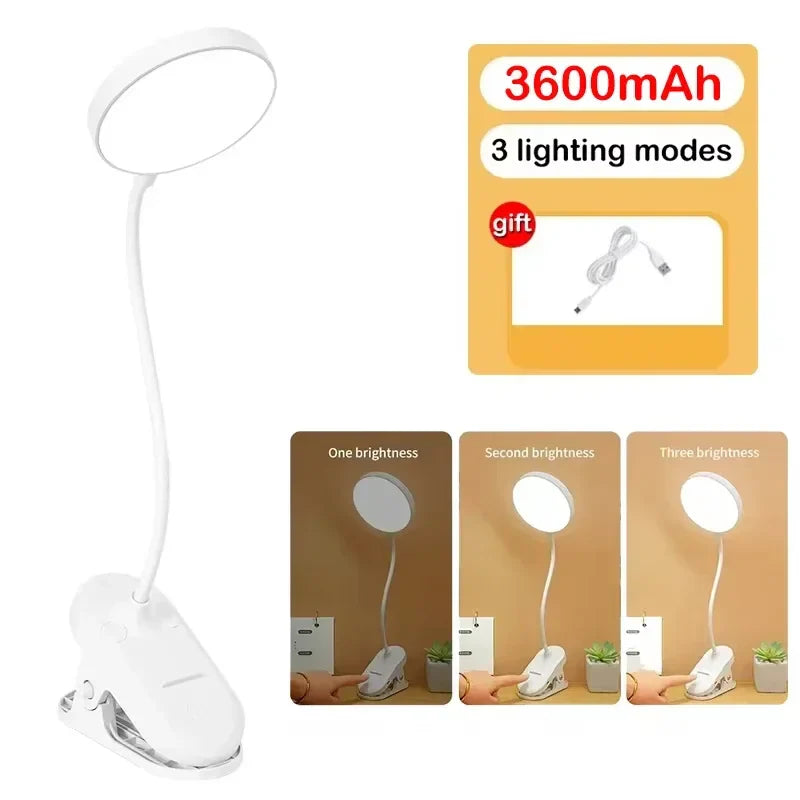 Led Table Lamp USB Rechargeable Night Light With Folding Clamp Study Stand Read Lamp Touch 3 Modes Dimming Eye Protection Light（副本）