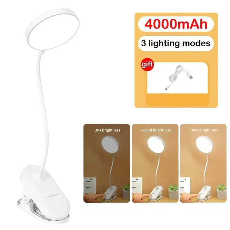 Led Table Lamp USB Rechargeable Night Light With Folding Clamp Study Stand Read Lamp Touch 3 Modes Dimming Eye Protection Light（副本）