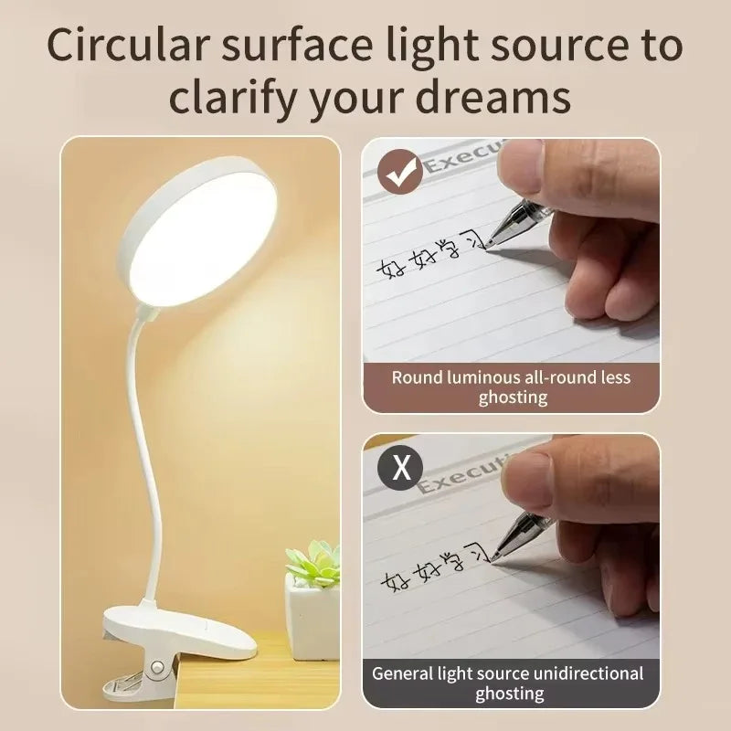 Led Table Lamp USB Rechargeable Night Light With Folding Clamp Study Stand Read Lamp Touch 3 Modes Dimming Eye Protection Light（副本）